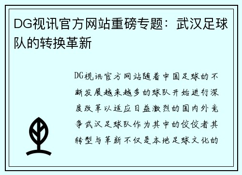 DG视讯官方网站重磅专题：武汉足球队的转换革新